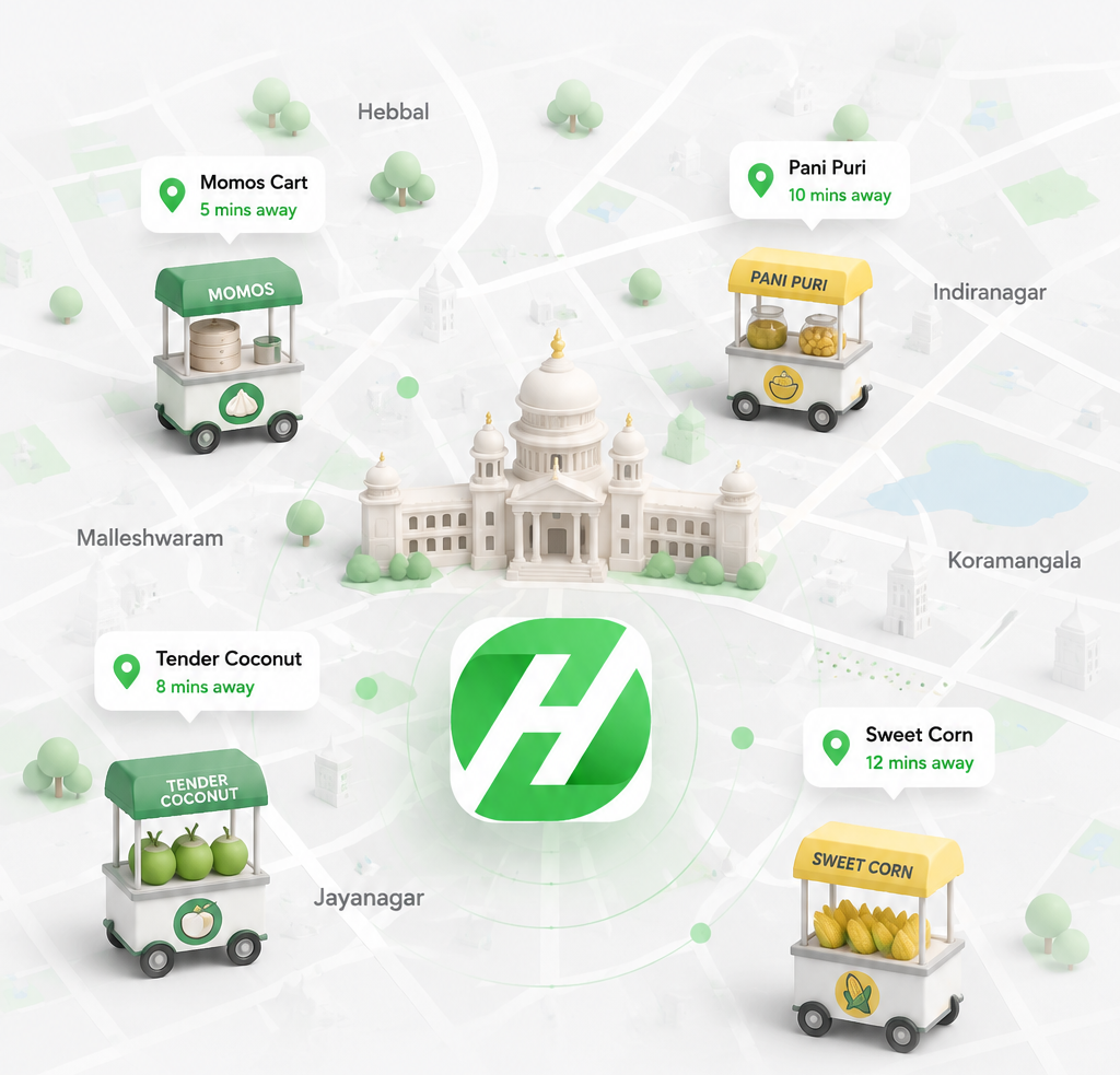 Connected Bengaluru ecosystem: Hawky carts around Vidhana Soudha on a soft map